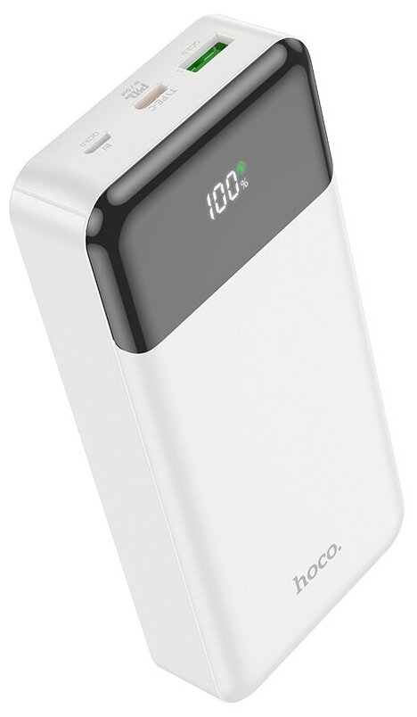 Универсальный Доп. Аккумулятор 20000mAh, J102A, HOCO, выход: 1 USB (18W)+1 PD 20W, белый