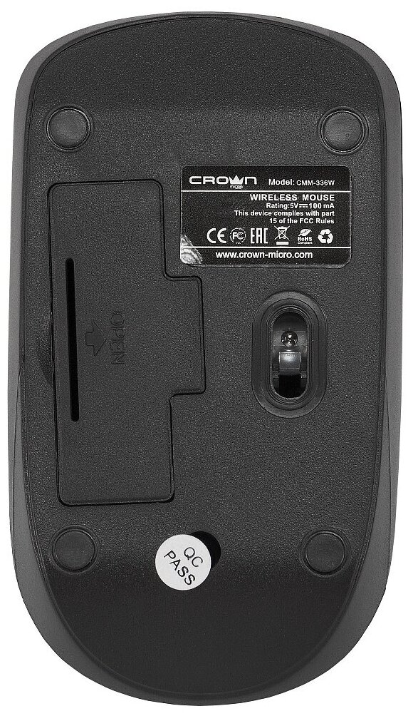 Мышь беспроводная Crown CMM-336W чёрный USB - фото №3