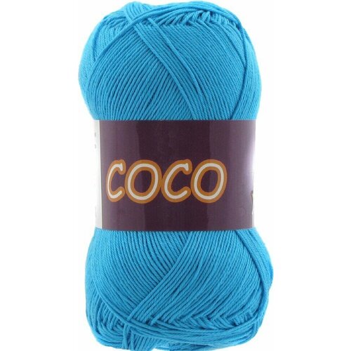 Пряжа хлопковая Vita Cotton Coco (Вита Коко) - 2 мотка, 3878 голубая бирюза, 100% мерсеризованный хлопок 240м/50г