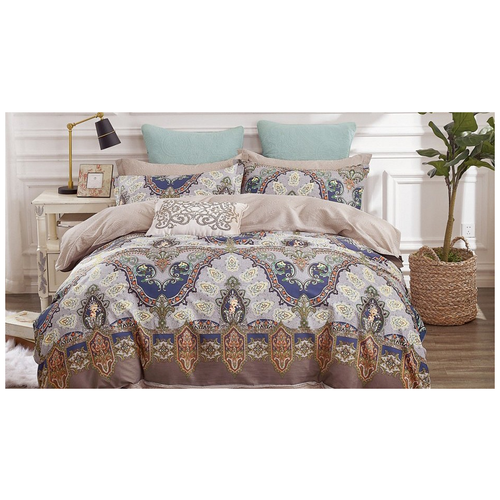 фото Семейное постельное белье из сатина бежевое с восточным орнаментом вальтери