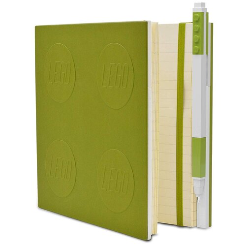 фото 52442 книга для записей (158х158мм., 176 листов, линейка, 150х152мм.), с салатовой гелевой ручкой (толщина линии 0,70 мм.) lego - locking notebook