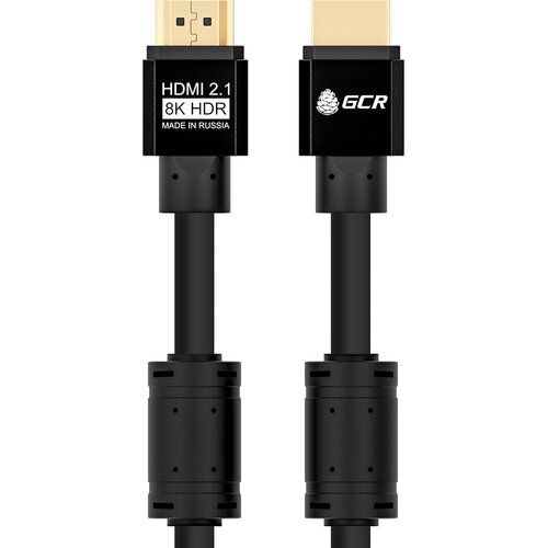 GCR Кабель 0.5m HDMI 2.1, черный, 8K 60Hz, 4K 144Hz, 0.5m, динамический HDR, 4:4:4, Ultra HD, 48.0 Гбит/с, 3 Х экран, ферритовые фильтры, GCR-53658 Greenconnect GCR-53658 видео кабель hdmi 2 1 1 метр 4пх провод hdmi для подключения 8k мониторов динамический hdr 4 4 4 8k ultra hd 60hz 48 0 гбит с черно зеленый нейлон