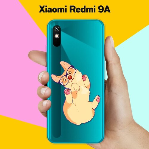 Силиконовый чехол Корги в очках на Xiaomi Redmi 9A жидкий чехол с блестками единорог в облаках на xiaomi redmi 9a сяоми редми 9а