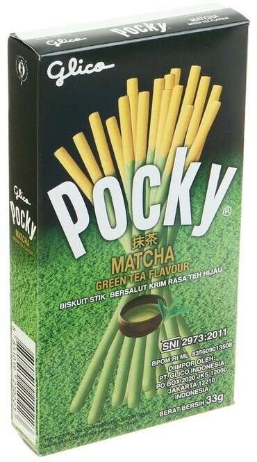 Бисквитные палочки POCKY в белом шоколаде "Зелёный чай", 33 г 4387882