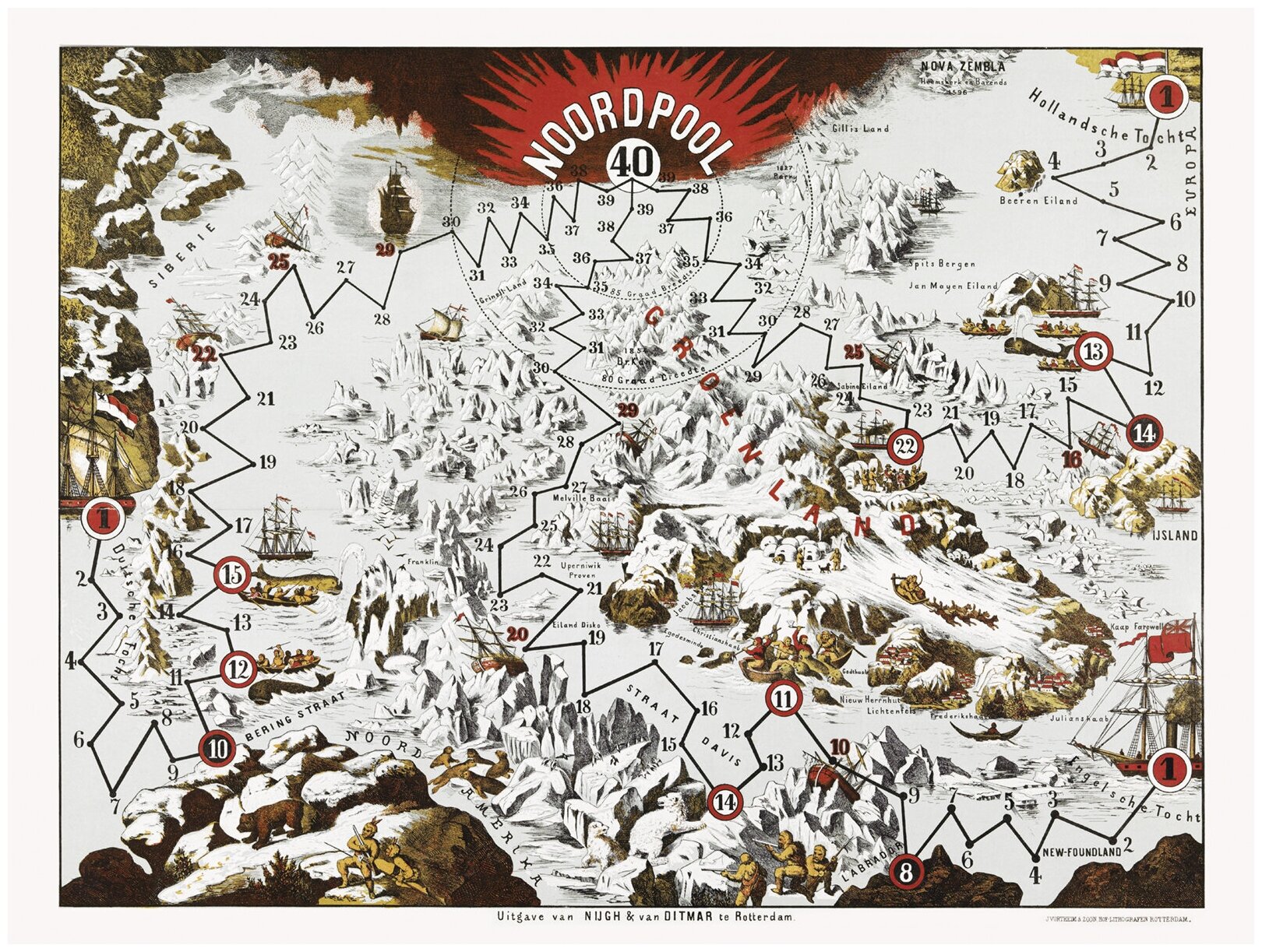 Постер / Плакат / Картина на холсте Экспедиция на Северный Полюс