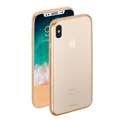 чехол для iphone xs x 5 8 tpu deppa d 103957 чм по футболу fifa™ kaliningrad Накладка силиконовая Deppa Gel Plus для Apple iPhone X/XS золотая