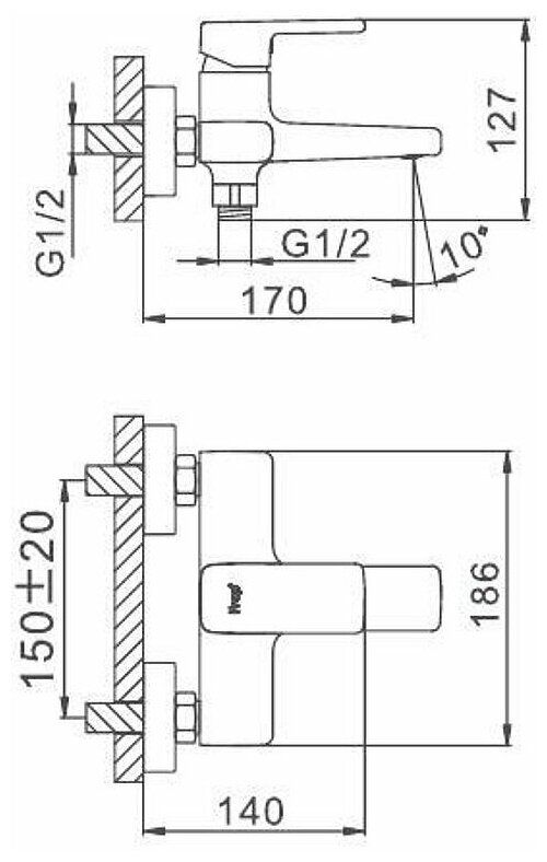 Смеситель для ванны Frap F3260 - фотография № 5