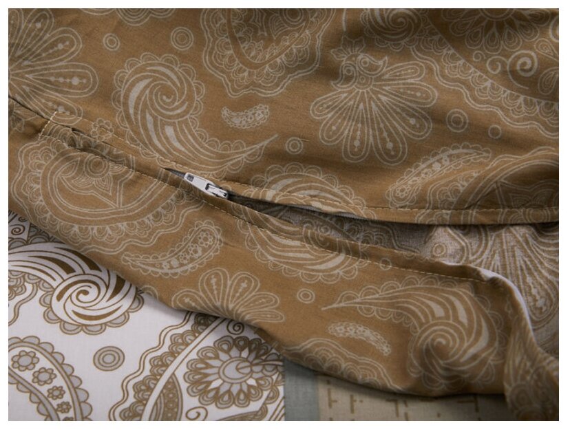 Комплект постельного белья СайлиД A-125, семейное, поплин, бежевый/серый - фотография № 2
