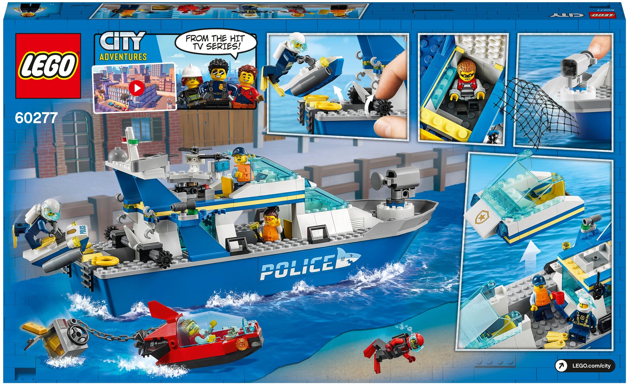 LEGO City 60277 Конструктор ЛЕГО Город Катер полицейского патруля - фото №2