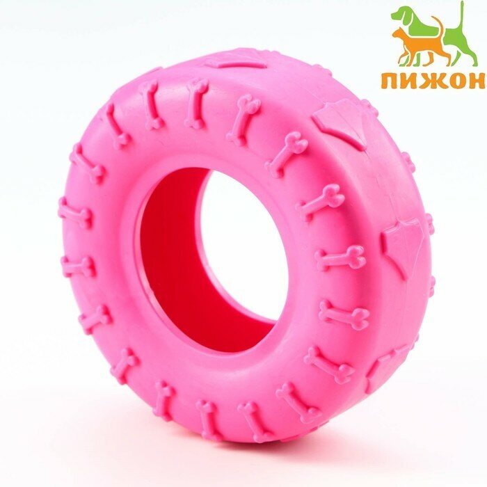 Пижон Игрушка жевательная для собак "Шина" 9 см, розовая