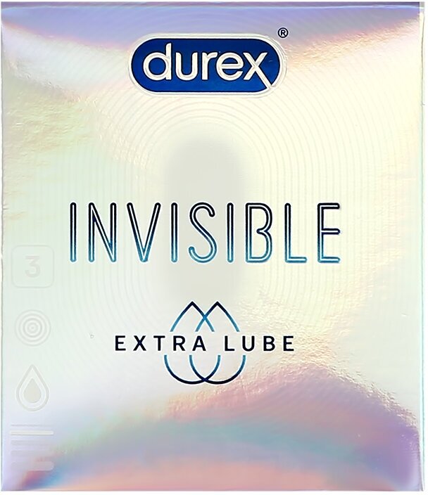 Презервативы `DUREX` Invisible Extra Lube 3 шт