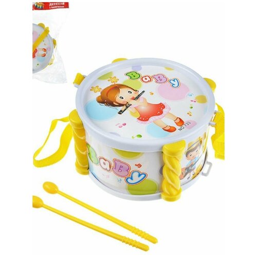 Барабан детский с палочками 15х15х8,8 см