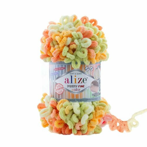 Пряжа Alize 'Puffy Fine Color' 100г. 14,5м. (100% микрополиэстер)/Пуффи файн Колор (цвет 6313)
