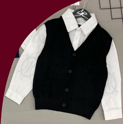 Джемпер Modernfeci, длинный рукав, манжеты, без карманов, трикотажный, размер 152, белый, черный