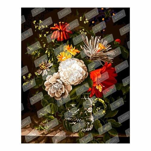 Набор для творчества Картина по номерам Цветы в граненой хрустальной вазе Рх-058 Lori