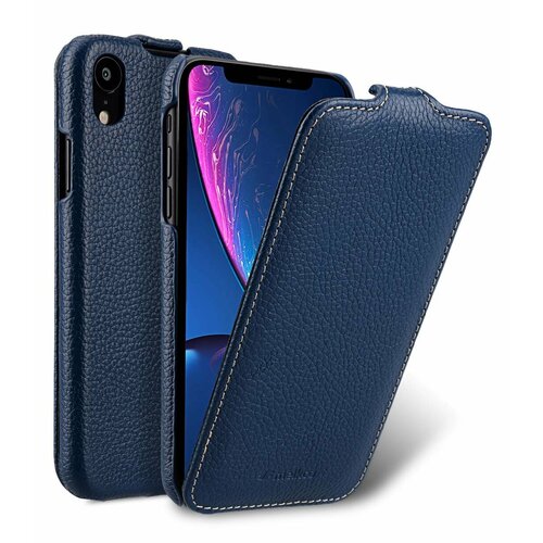 фото Кожаный чехол melkco для apple iphone x/xs - jacka type - темно-синий