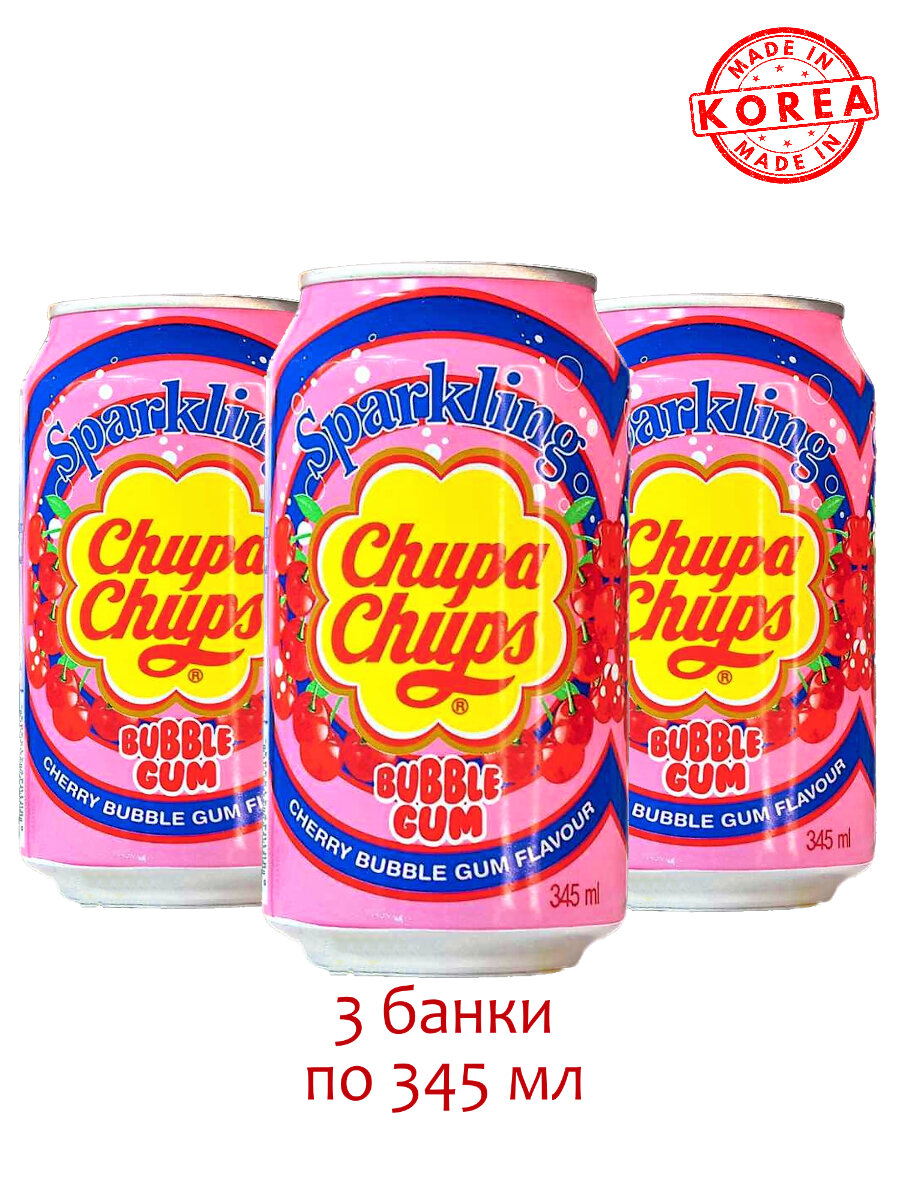 Chupa Chups Напиток газированный Чупс Чупс Cherry Bubble Gum , 3 шт