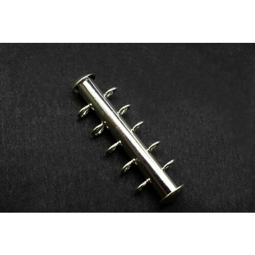 Замок-слайдер на 5 нитей 31х10мм отверстие 2мм цвет серебро сплав металлов 08-066 1шт 300₽