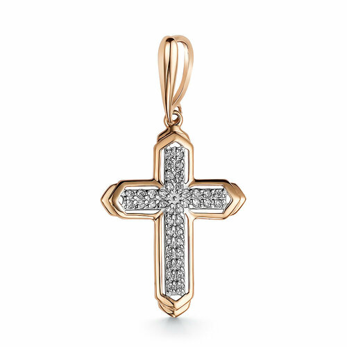 Подвеска, золото, 585 проба, фианит, размер 2.3 см.