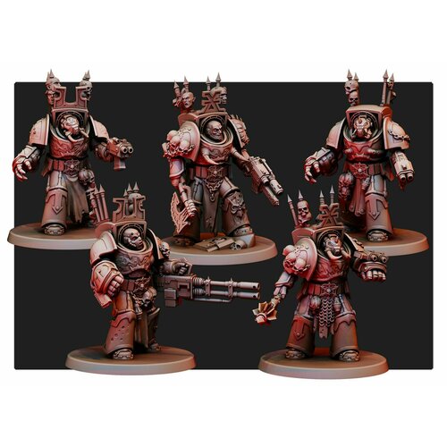 Набор фигурок терминаторы хаоса Пожиратели миров Warhammer 40k размер 40мм