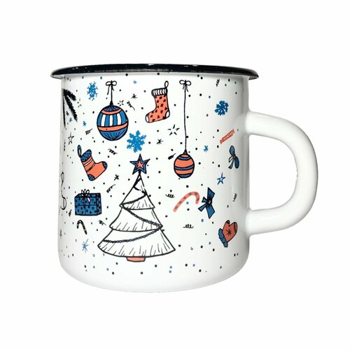 Эмалированная кружка «Новогодняя», белая, 400 мл