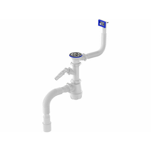 Сифон для кухни 1 12х40 с мет реш с прямоуг переливом с отв см с г т 40х4050 Aquant 696₽