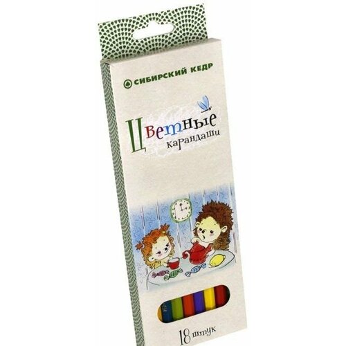 Сибирская карандашная фабрика Карандаши цветные шестигранные Ежик 18 цветов 360₽