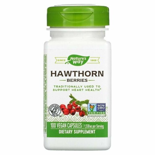 Боярышник, 510 мг Nature's Way, Hawthorn Berries 100 капсул / Для сердца и сосудов, антиоксидант / Для взрослых, мужчин и женщин