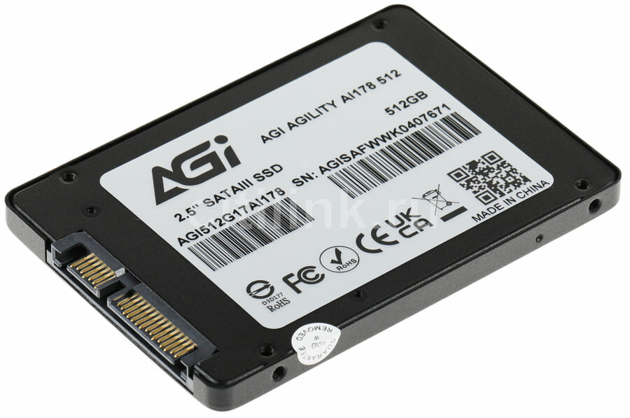 SSD накопитель AGI AI178 AGI512G17AI178 512ГБ, 2.5", SATA III, SATA