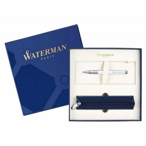 фото Подарочный набор шариковая ручка waterman perspective, цвет: white ct, стержень: mblue с чехлом на молнии