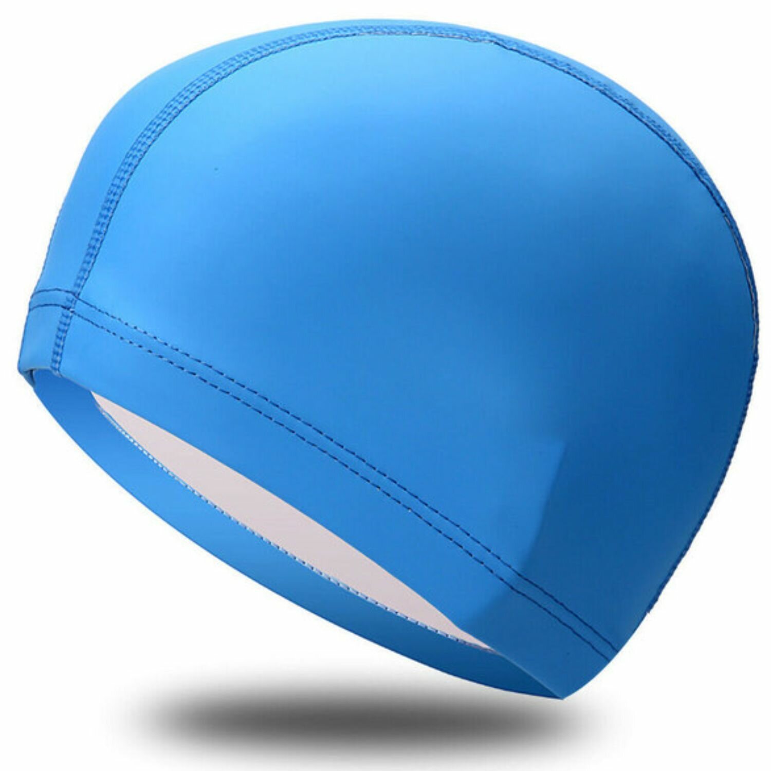 Шапочка для плавания текстильная с ПУ покрытием, голубая