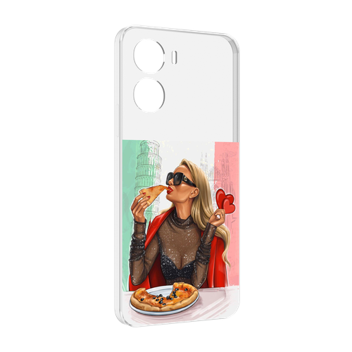 Чехол MyPads любительница-пиццы женский для Vivo Y56 5G задняя-панель-накладка-бампер