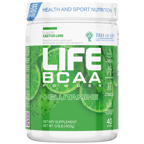 фото Life bcaa powder 400 gr, 40 порции(й), кактус-лайм tree of life