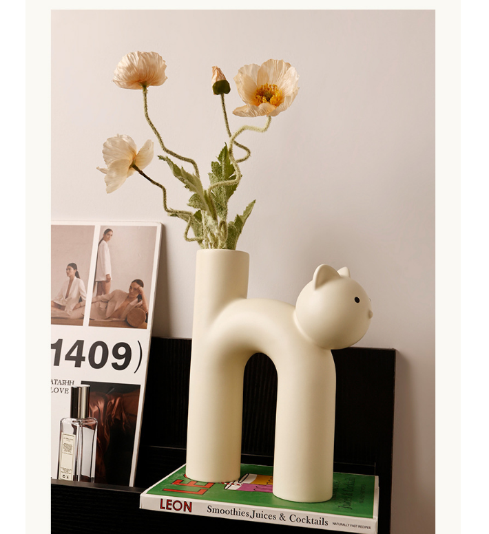 Ваза для цветов сухоцветов в виде котика MyPads идеально подойдет для любого интерьера Y239396, декоративная в минималистичном стиле, ваза для цвет.