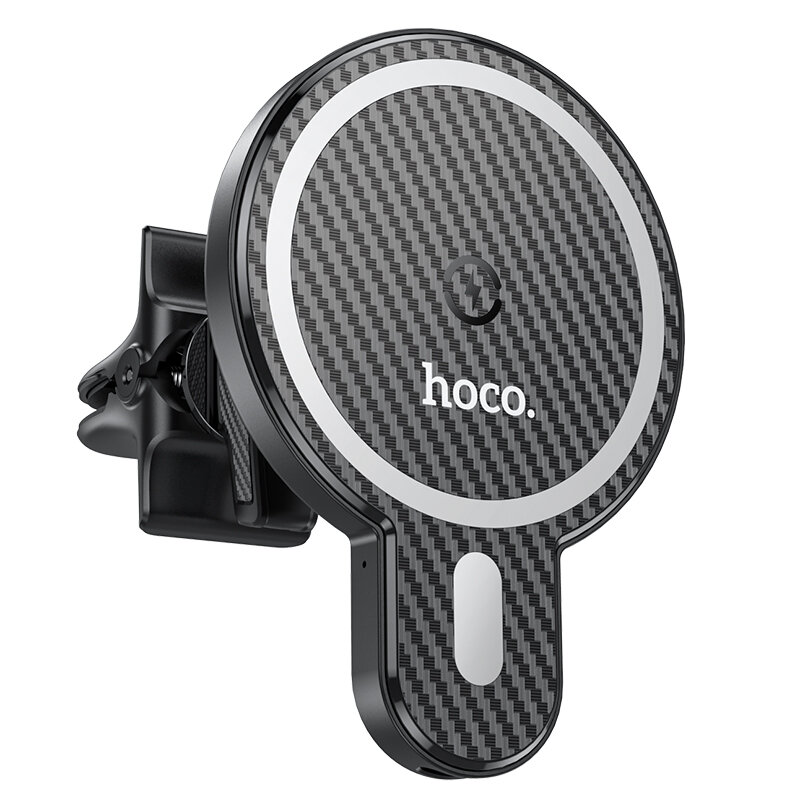 Автомобильный держатель для телефона с беспроводной зарядкой HOCO CA85 Ultra, магнитный, на воздуховод, черный
