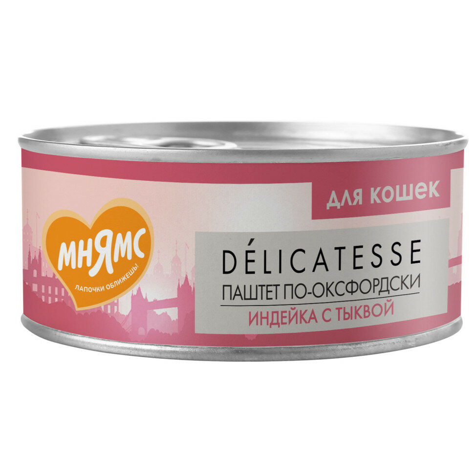 фото Влажный корм для кошек Мнямс Delicatesse Паштет по-оксфордски, индейка с тыквой (паштет)