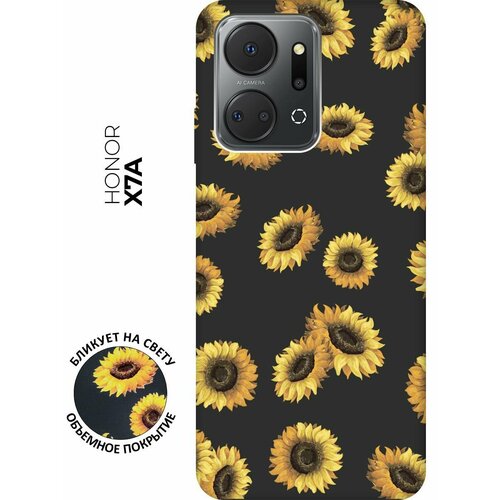 Матовый чехол Sunflowers для Honor X7a / Хонор Х7а с 3D эффектом черный матовый чехол hockey для honor x7a хонор х7а с 3d эффектом черный