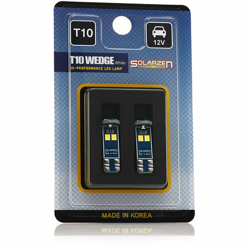 Светодиодная лампа с обманкой Solarzen W5W 8s35с для габаритных огней, T10, 220 Лм, 2 шт.