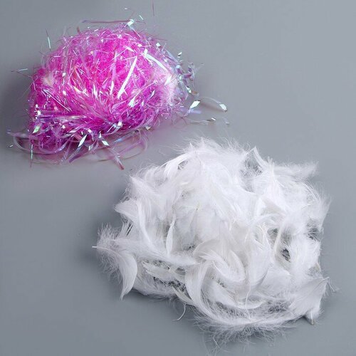 Набор для творчества и декора Перья белые наполнитель цвет фуксия 443₽