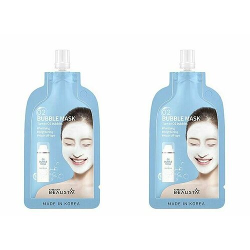 Маска для лица Beausta, O2 Bubble Mask, кислородная, 20 мл, 2 уп beausta кислородная маска для лица очищающая o2 bubble mask 20 мл женский южная корея