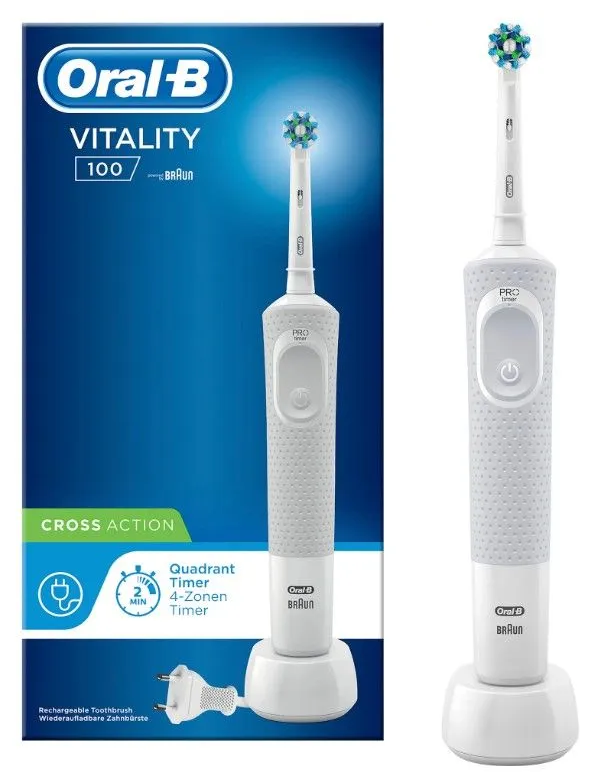 Электрическая зубная щетка Oral-B Vitality CrossAction D100, белый