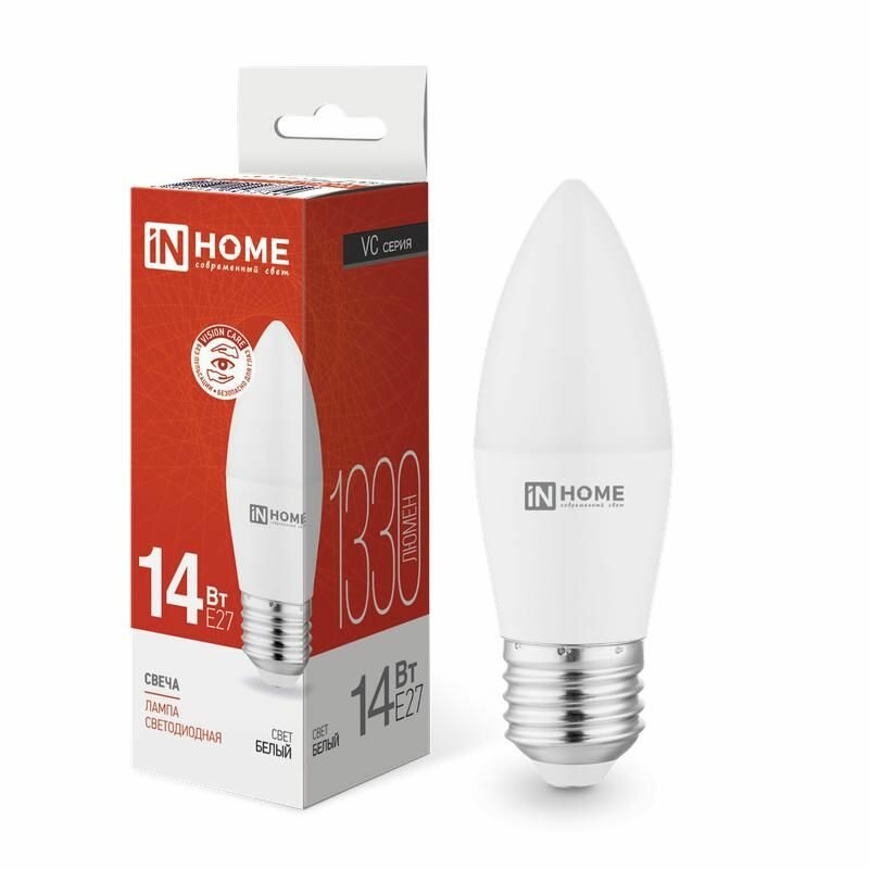 Лампа светодиодная LED-СВЕЧА-VC 14Вт E27 4000К 1330лм IN HOME 4690612047744