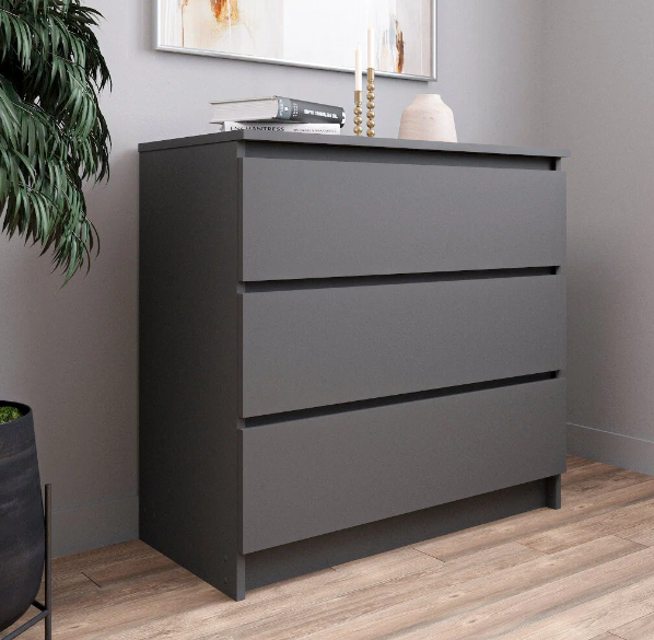 фото Комод-тумба "Морис 800" с 3 ящиками, цвет Графит, Графит из ЛДСП