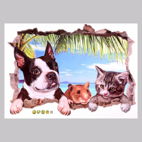 SUI Наклейка 3Д интерьерная Домашние питомцы 7050см 427₽