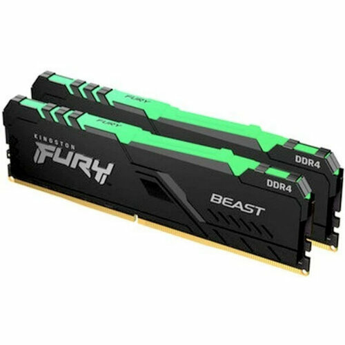Оперативная память Kingston 16GB DDR4 3200MHz DIMM FURY Beast Black RGB XMP KF432C16BB2AK216 kit 2x8Gb CL16 135V 288-pin Non-ECC 694000₽