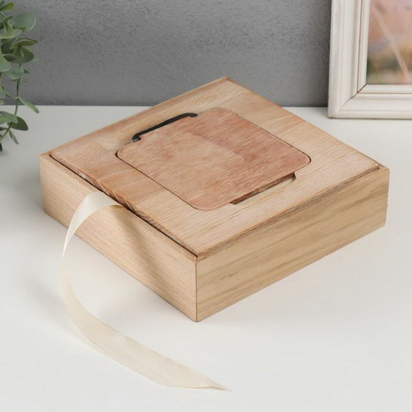 фото Шкатулка дерево под роспись "Квадрат" 20.5х20.5х5 см