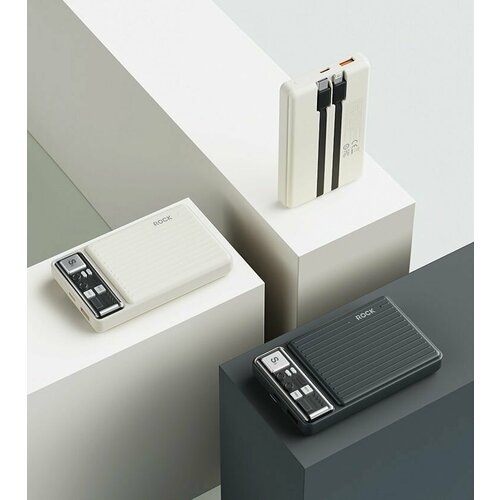 фото Внешний аккумулятор xiaomi rock p92 pd20w travel series power bank with cable 10000mah белый