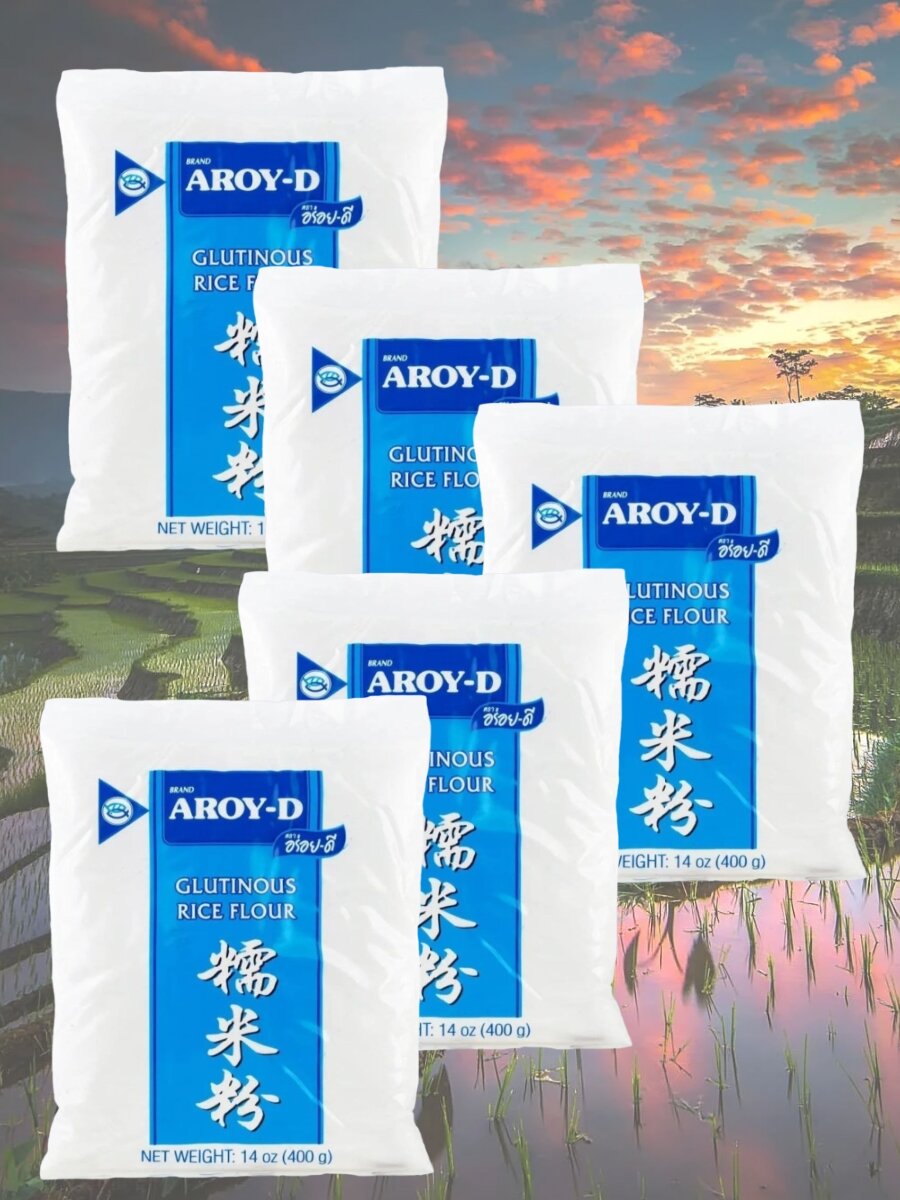 Мука рисовая клейкая 400 гр, Aroy-d, 5 шт. в наборе