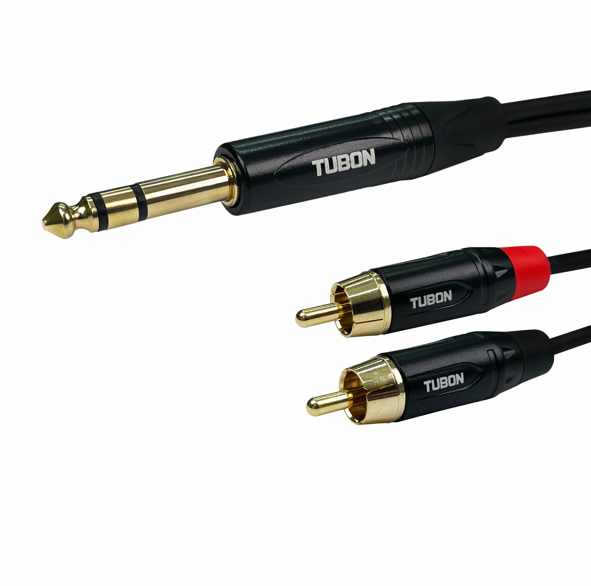 Кабель TUBON Аудио межблочный 6.3 мм jack (M) Stereo - 2 x RCA (M) OD4.0 ПВХ J2R002 3м