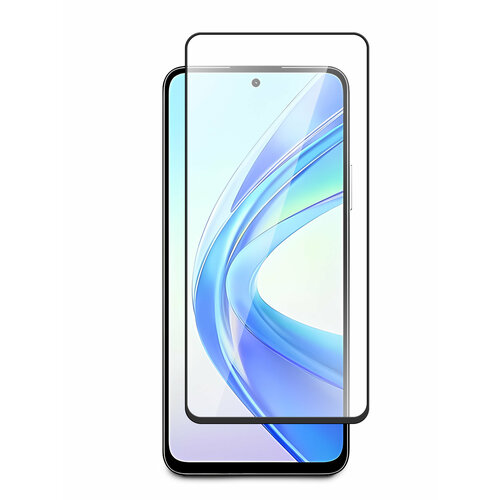 Защитное стекло для Honor X7b/X7c (Хонор Х7б) на экран, черная рамка с олеофобным покрытием полноэкранное силиконовая клеевая основа Full Glue, Brozo бесцветный, черный